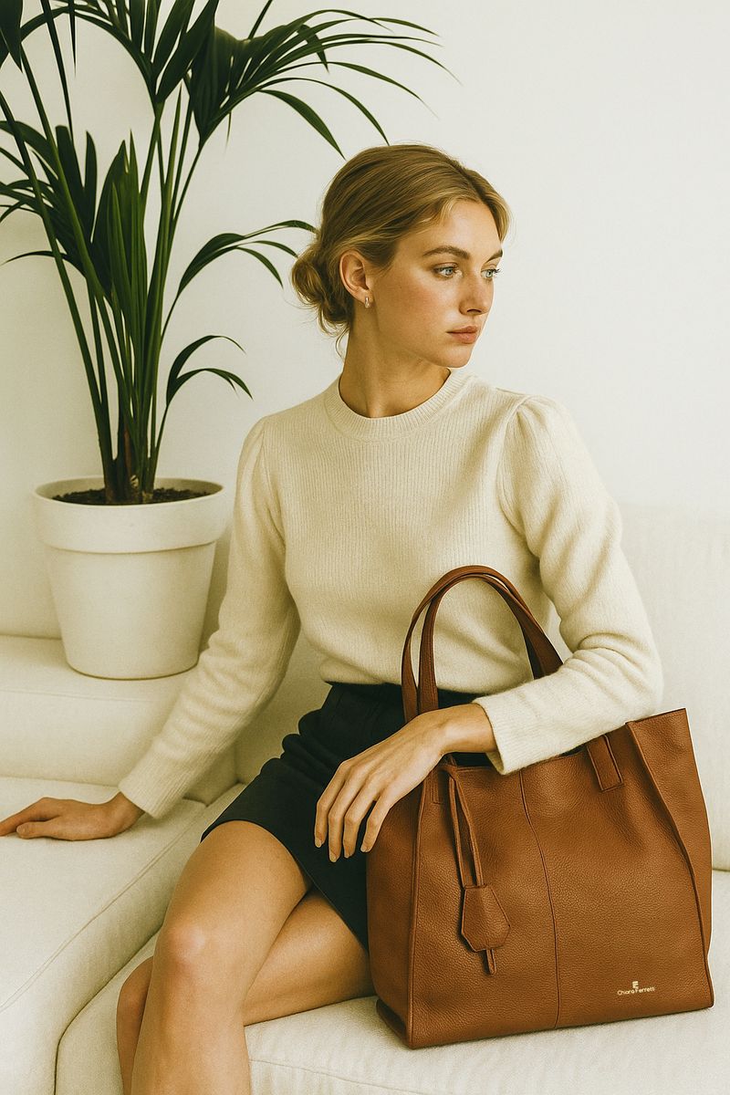 Minimalist Leather Tote Bag for Daily Use And Work